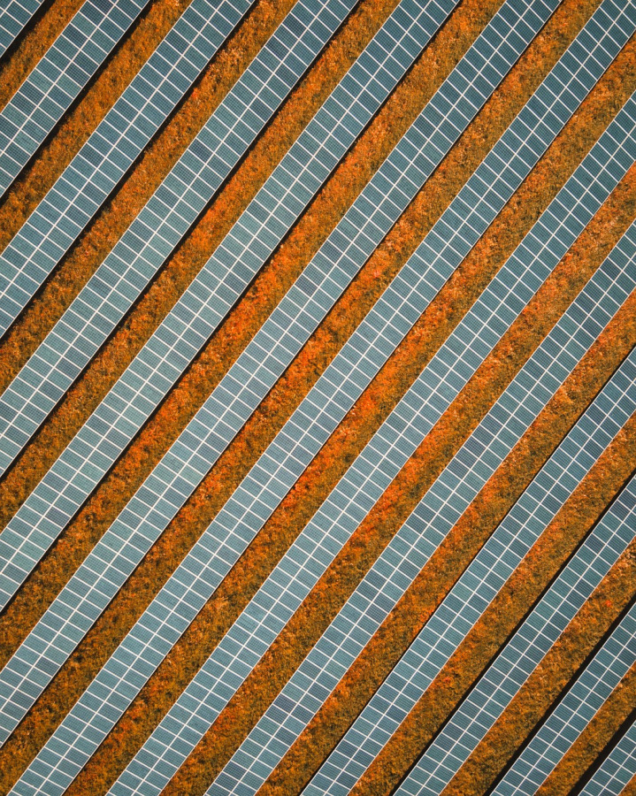 solar panels aerial field